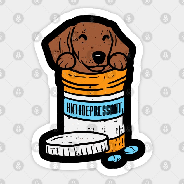 antidepressant cute dachshund Sticker by kenjones